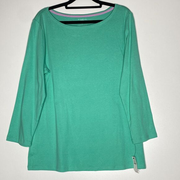 New Talbots Pima Cotton Three Quarter Sleeve Bateau Neck Tee Women's Size Large - Picture 1 of 6
